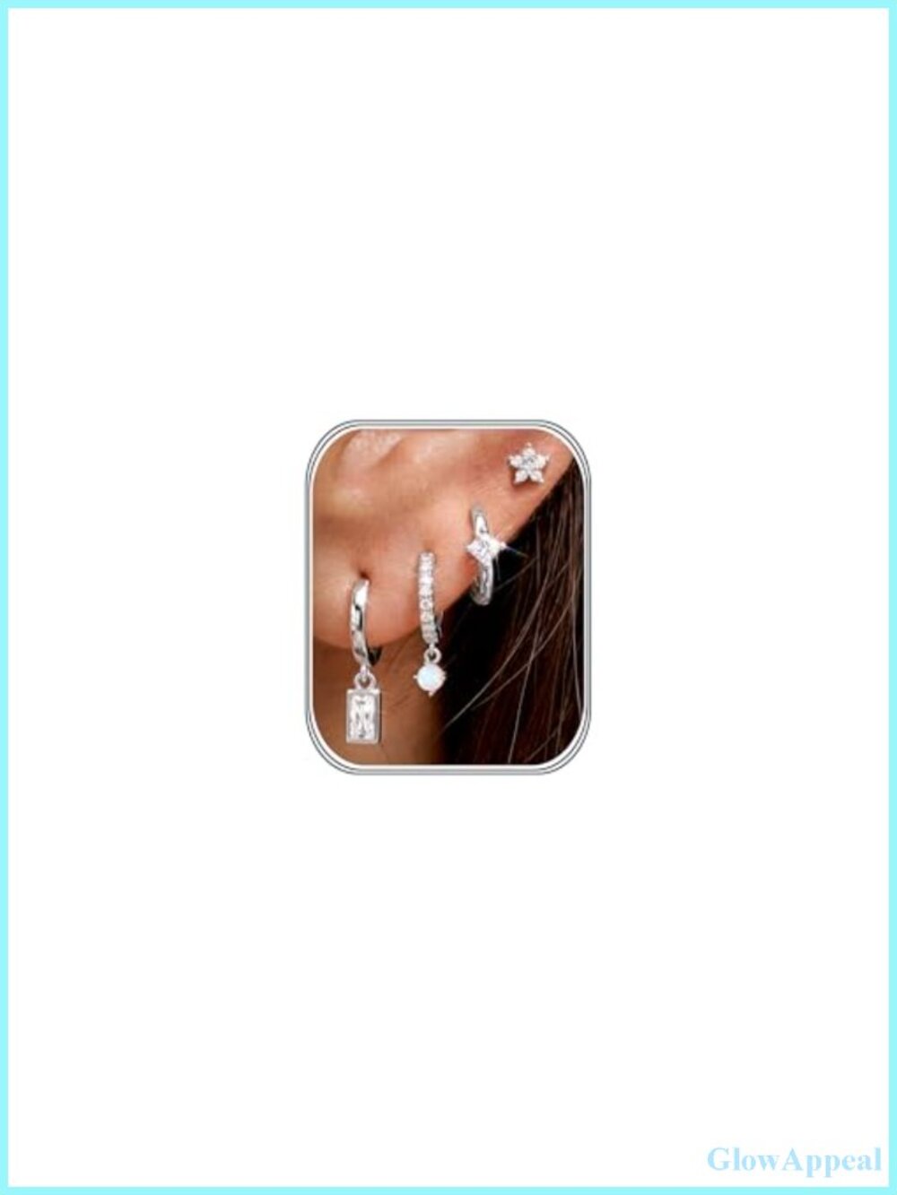 4 Pairs Silver Earrings Set for Women - Hypoallergenic Huggie Hoops Studs